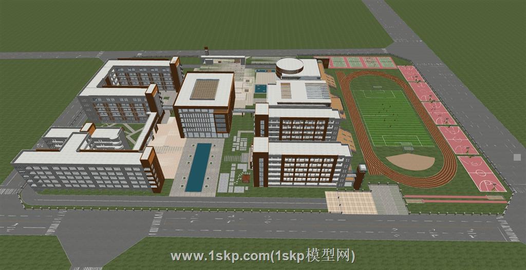 校园学校教学楼SU模型