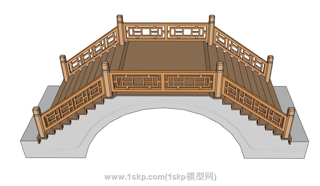 中式桥桥SU模型