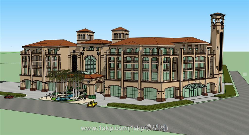 西班牙酒店建筑SU模型