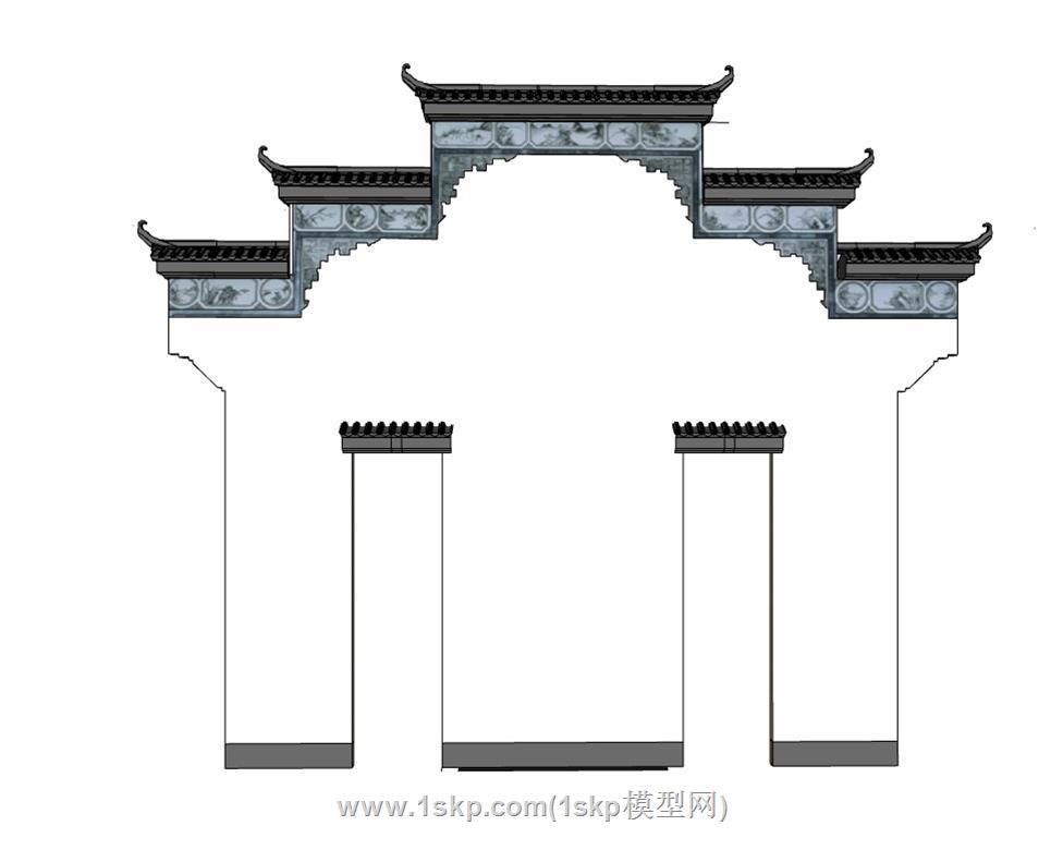 岭南墙马头墙SU模型