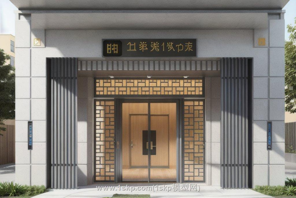 入户门新中式单元SU模型