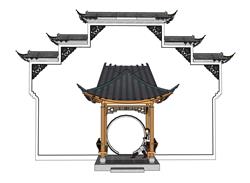 中式马头墙亭子SU模型