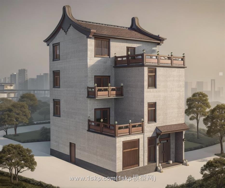 农村别墅独栋SU模型