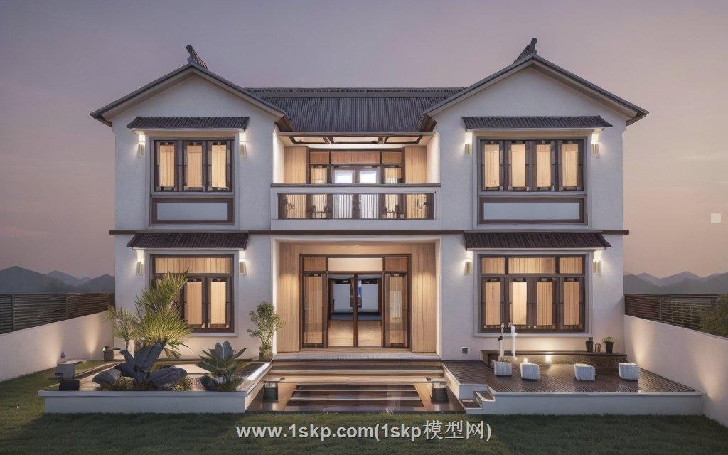 中式农村别墅SU模型