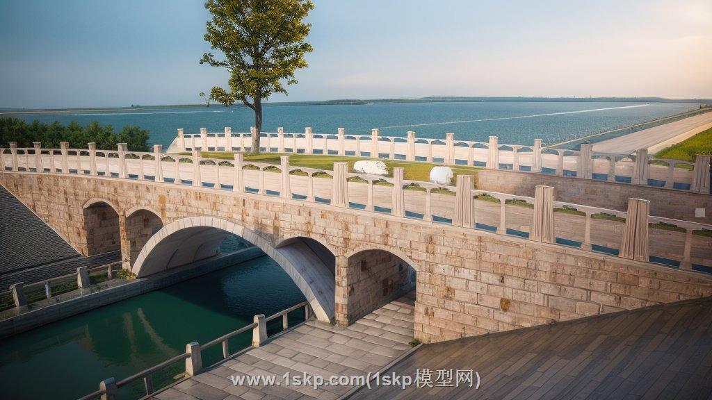 赵州桥古建桥梁SU模型