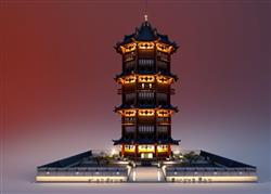 日式古塔古建筑SU模型