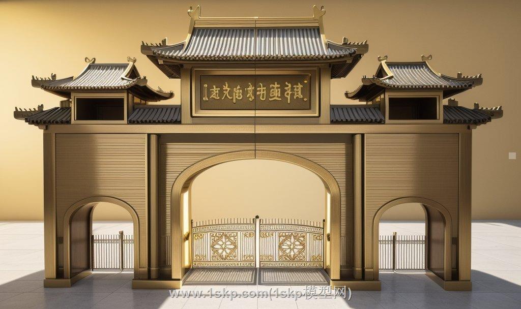 寺庙门楼大门SU模型