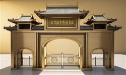 寺庙门楼大门SU模型