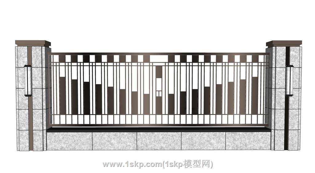 新中式围墙SU模型