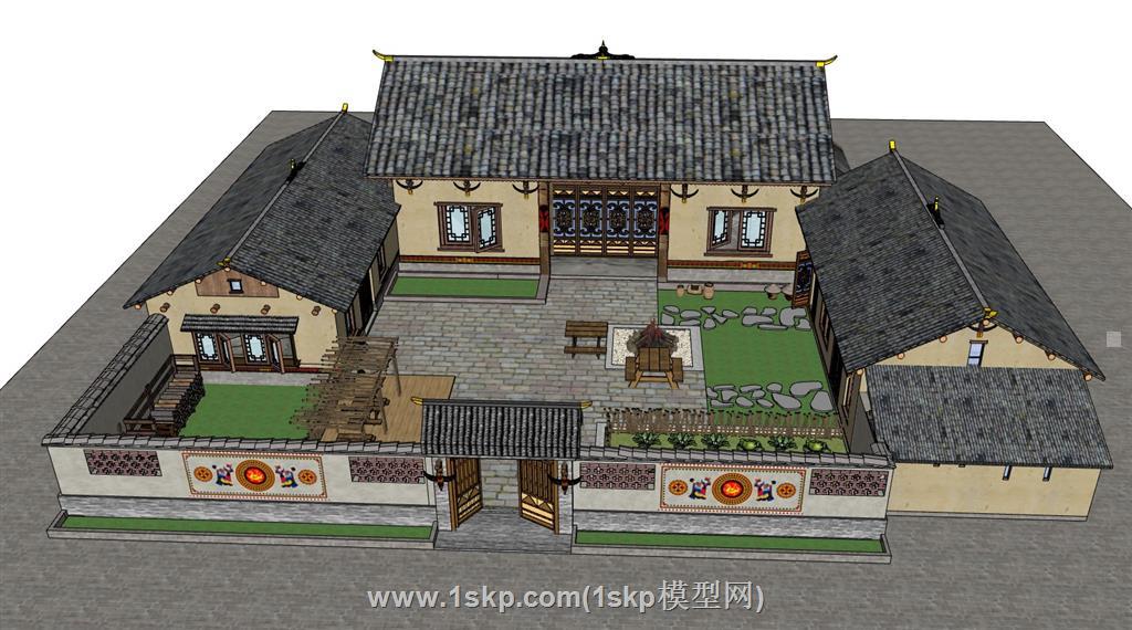 乡村民宿农家小院SU模型