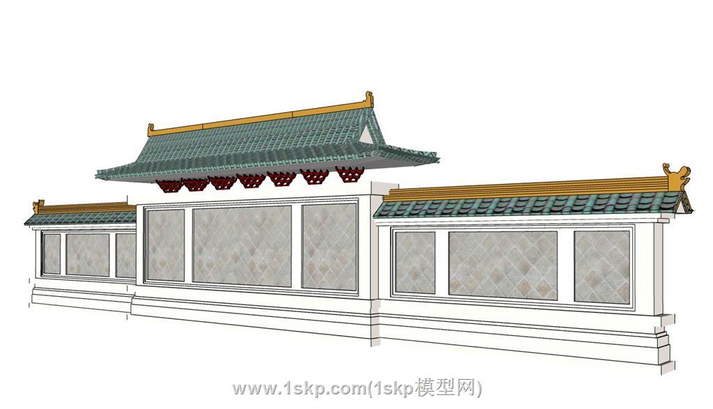琉璃瓦景墙SU模型