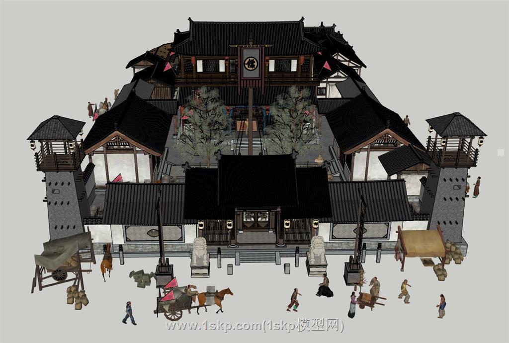 古代府衙门镖局SU模型