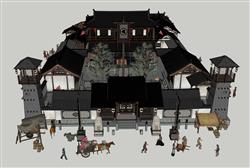 古代府衙门镖局SU模型