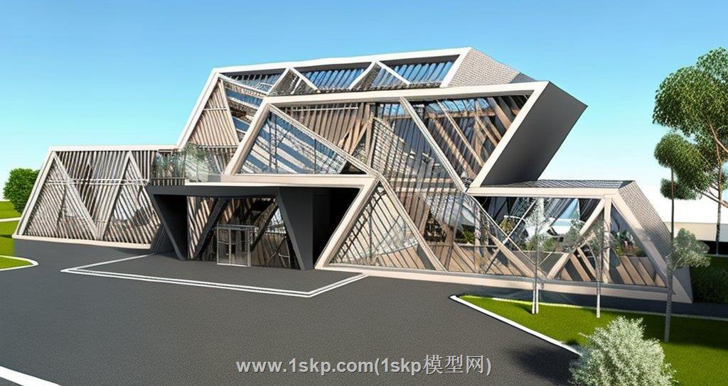 异形办公楼建筑SU模型