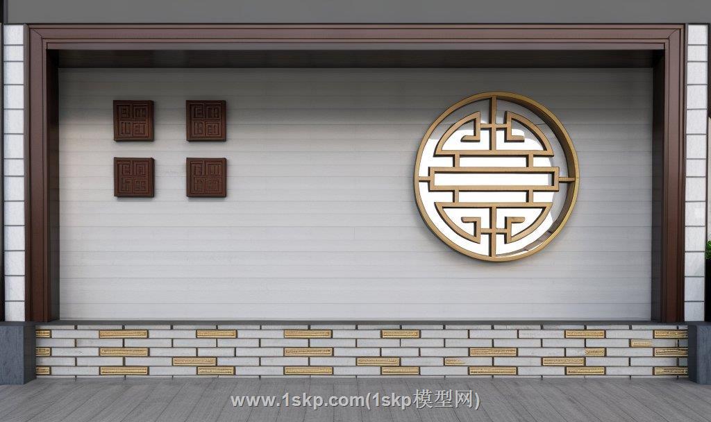 中式围墙SU模型