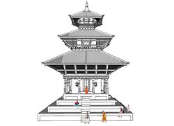 白模寺庙建筑SU模型