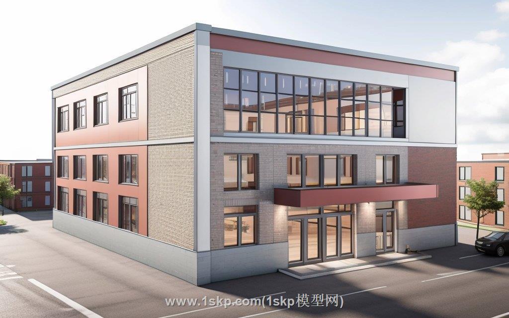 学校食堂建筑SU模型