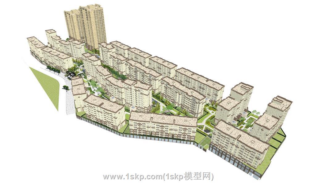 小区高层建筑规划SU模型