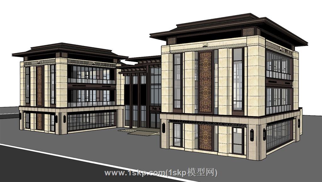 新中式建筑SU模型