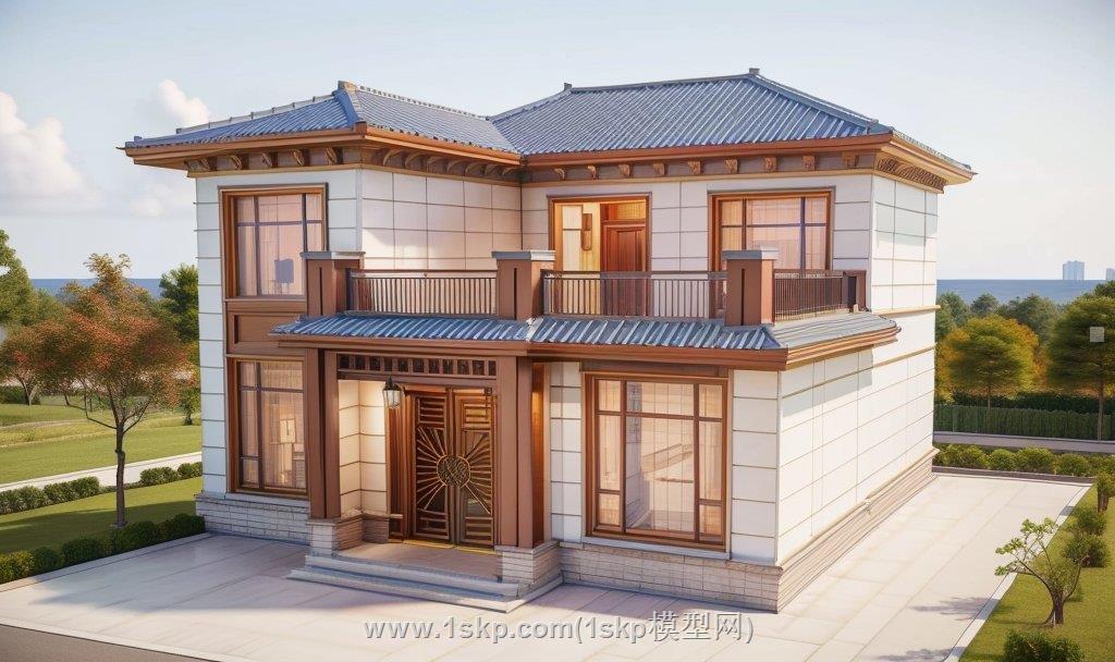 中式自建房别墅SU模型