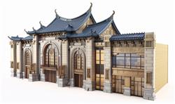 售楼处斗拱建筑SU模型