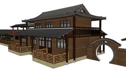 中式古建筑民居民宿屋脊SU模型