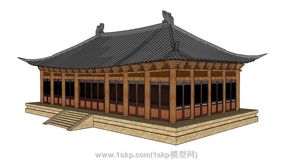中式古建筑屋檐屋脊屋顶SU模型