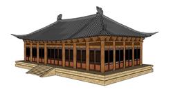 中式古建筑屋檐屋脊屋顶SU模型 免费sketchup模型下载