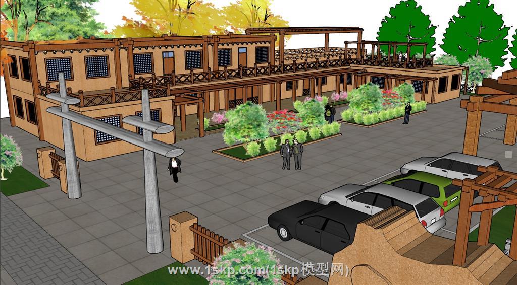 新疆民宿土木建筑SU模型