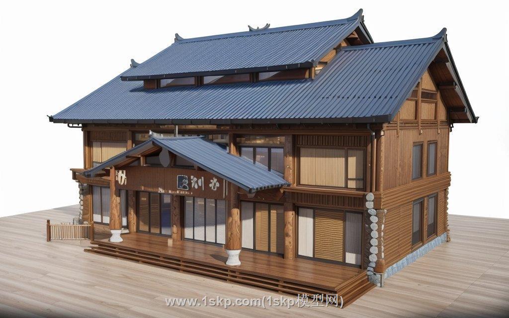 杆栏式壮族游客服务中心建筑SU模型