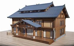杆栏式壮族游客服务中心建筑SU模型