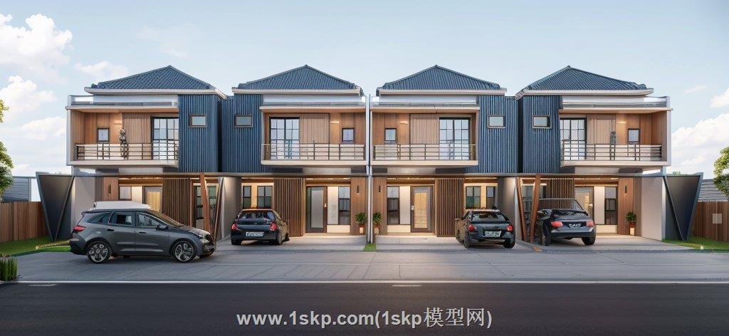 休闲联排别墅SU模型