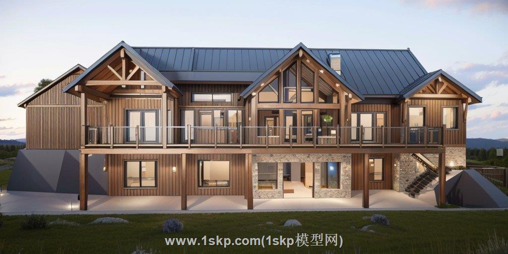 山地木屋别墅SU模型