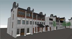 岭南广府商业街建筑SU模型