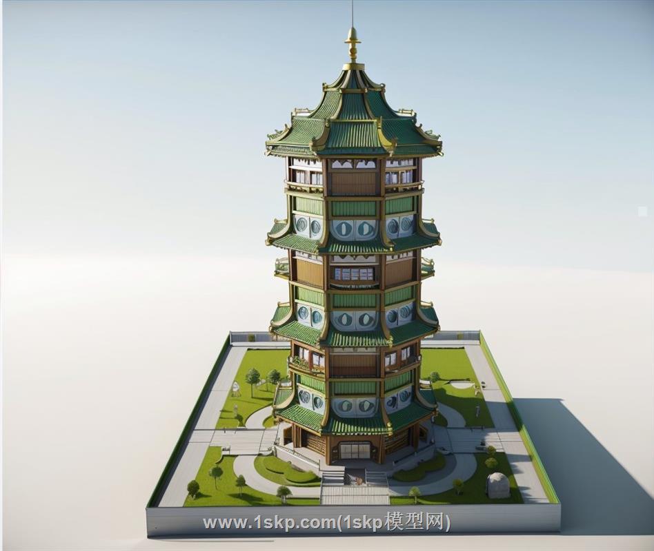 游戏宝塔建筑SU模型
