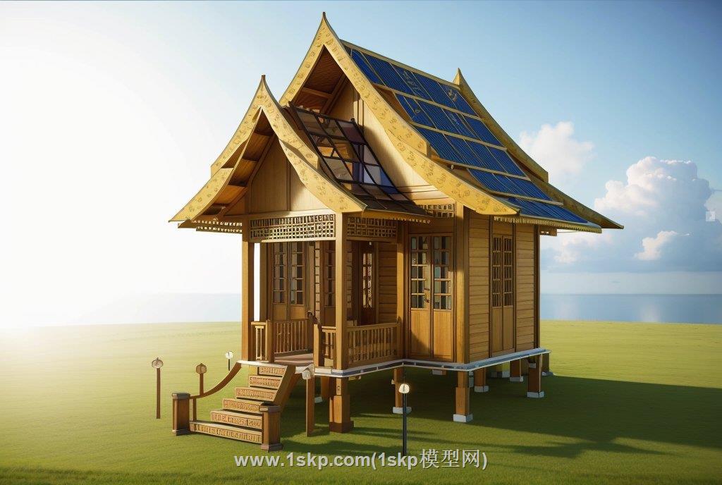 泰式高脚屋木屋SU模型