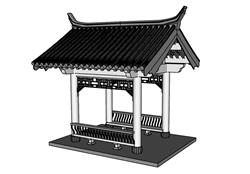 白模中式亭子SU模型
