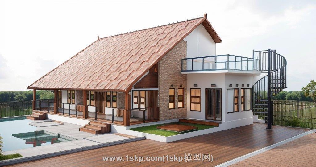 英式风格住宅建筑SU模型