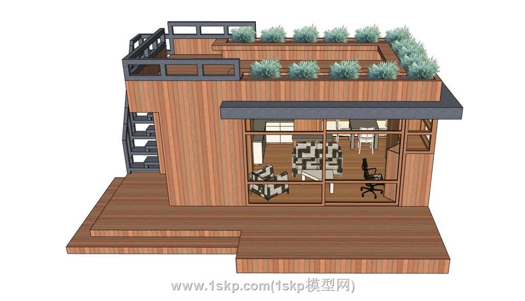 木制度假屋集装箱SU模型