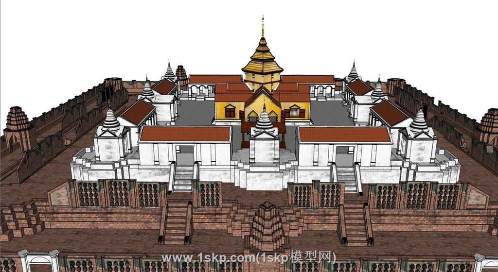 泰式寺庙建筑SU模型