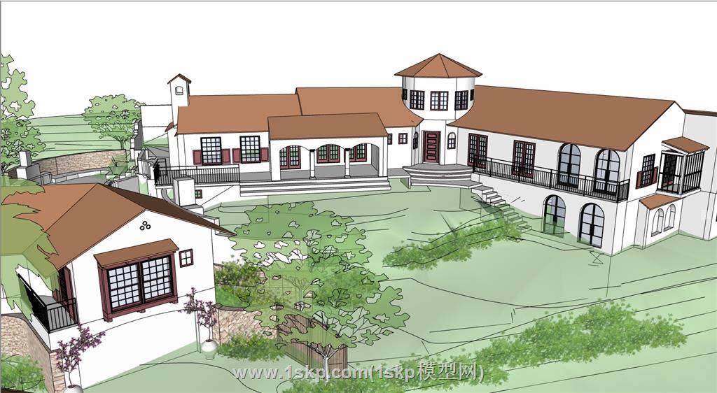 地中海风格建筑SU模型