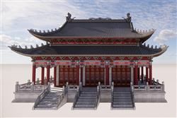 中式清明古建筑大殿