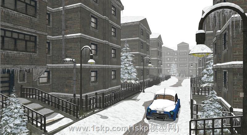 下雪天的柏林城市建筑