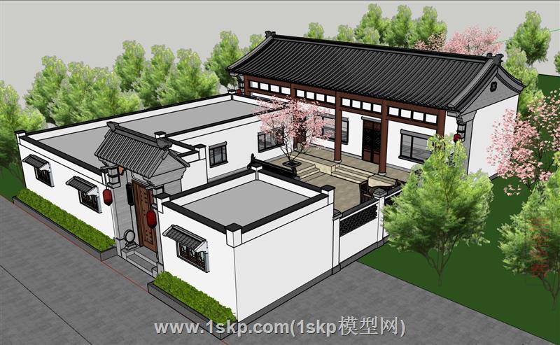 中式古建筑人字坡民居