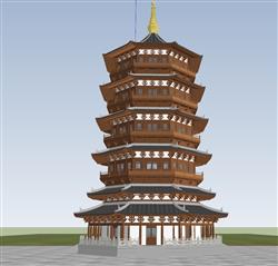 精细中式塔古建筑