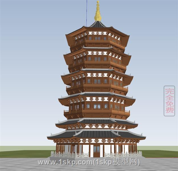 精细中式塔古建筑