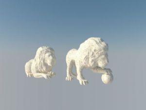 石狮子雕塑SU模型 免费sketchup模型下载
