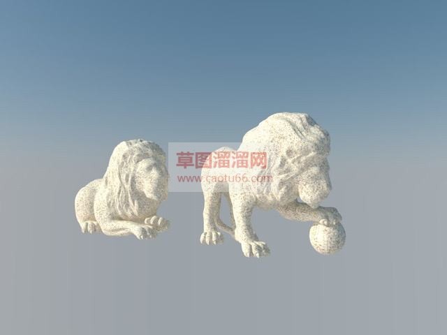 石狮子雕塑SU模型