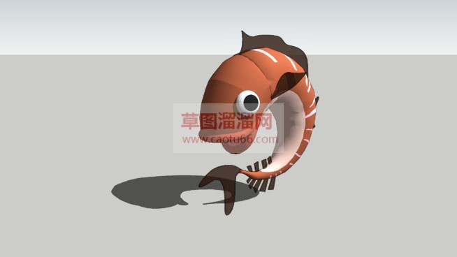 小鲤鱼卡通雕SU模型