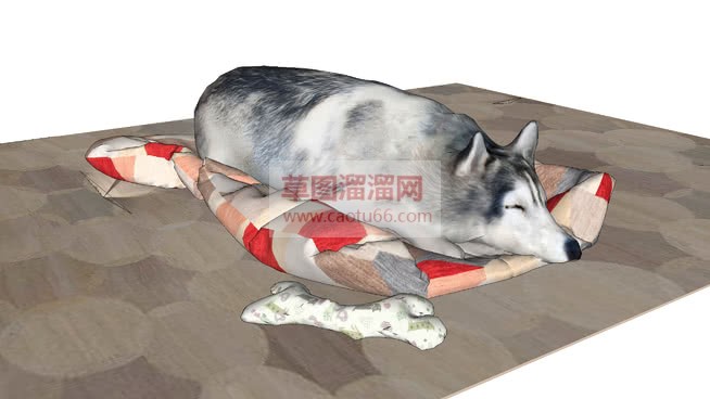 睡着的小懒狗SU模型